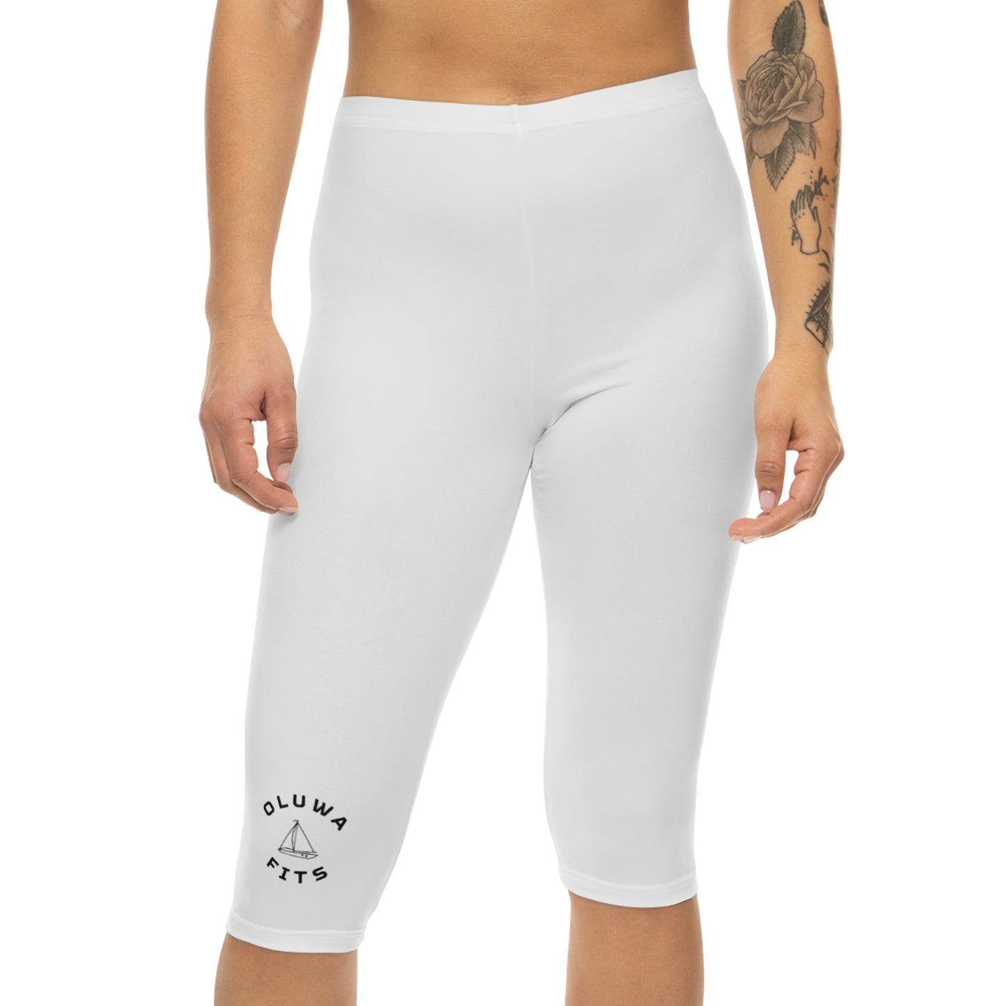 White Capri Women's Athletic Leggings